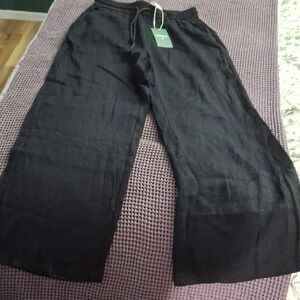 HALARA Black Wide-Leg Pants with Drawstring S NWT